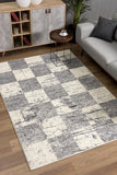 5’ X 8’ White And Gray Checkered Area Rug