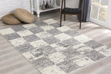 5’ X 8’ White And Gray Checkered Area Rug