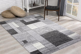 8’ X 11’ Gray Distressed Geometric Area Rug