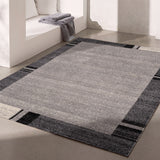 5’ X 8’ Gray Modern Bordered Area Rug