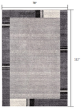 5’ X 8’ Gray Modern Bordered Area Rug