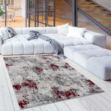 9’ x 13’ Red and Gray Modern Abstract Area Rug