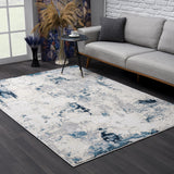 5’ X 8’ Blue And Ivory Abstract Strokes Area Rug