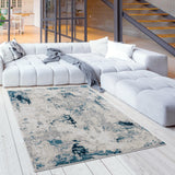 5’ X 8’ Blue And Ivory Abstract Strokes Area Rug