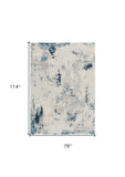 5’ X 8’ Blue And Ivory Abstract Strokes Area Rug