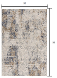 3' X 5' Beige Abstract Printed Area Rug