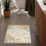 3' X 5' Gold Abstract Dhurrie Area Rug