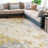 9’ x 13’ Gold and Gray Abstract Area Rug