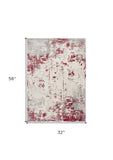 3' X 5' Red Abstract Dhurrie Area Rug