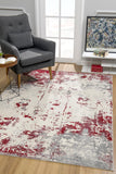 4' X 6' Red Abstract Dhurrie Area Rug