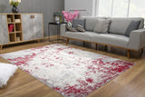 4' X 6' Red Abstract Dhurrie Area Rug