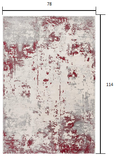 5' X 7' Red Abstract Dhurrie Area Rug