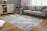 5’ X 8’ Blue Abstract Circular Motifs Area Rug