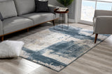 6' X 9' Blue And Ivory Abstract Dhurrie Area Rug