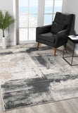 6' X 9' Gray And Ivory Abstract Dhurrie Area Rug