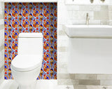 5" X 5" Orange Red And Blue Peel And Stick Removable Tiles