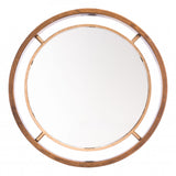 Antiqued Gold Round Wall Mirror