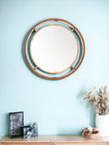 Antiqued Gold Round Wall Mirror