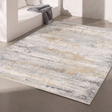 7’ X 10’ Gray Mod Distressed Strokes Area Rug