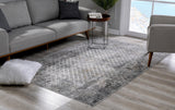 8' X 10' Gray Abstract Dhurrie Area Rug