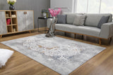 5” X 8” Gray Abstract Patterns Area Rug