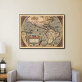 Vintage 1598 Map Of The Americas Unframed Print Wall Art