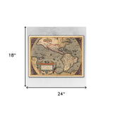 20" X 28" Vintage 1598 Map Of The Americas Wall Art