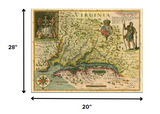 24" X 32" Map Of Virginia C1627 Vintage Poster Wall Art