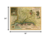 20" X 28" Map Of Virginia C1627 Vintage Poster Wall Art