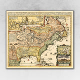 20" X 24" Vintage 1718 Map Of New France