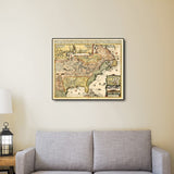 20" X 24" Vintage 1718 Map Of New France