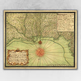 16" X 20" C1747 Map Of The Gulf Coast Vintage Poster Wall Art