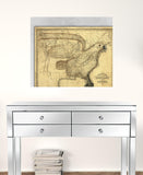 24" X 30" Eagle Map Of America C1833 Vintage Poster Wall Art