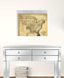 20" X 24" Eagle Map Of America C1833 Vintage Poster Wall Art