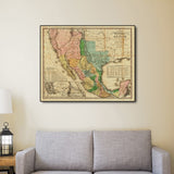 20" X 24" Vintage 1846 Map Of Mexico Wall Art