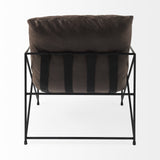 Dark Brown Faux Leather Contemporary Metal Chair