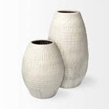 White Embossed Stripes Ceramic Vase