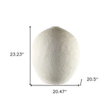 23" Wide White Textured Ceramic Vase