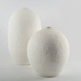 32" Narrow White Textured Ceramic Vase