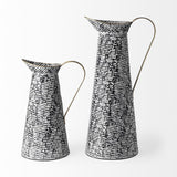 Petite Black And White Textured Jug Vase