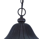 XL Three Light Matte Black Leaf Detail Hanging Light