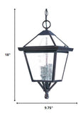 Three Light Bronze Glass Hanging Lantern Light