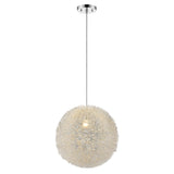 Luminary 1-Light Metallic Silver Pendant With Hand Woven Aluminum Wire Shade (12