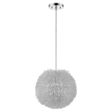 Luminary 1-Light Metallic Silver Pendant With Hand Woven Aluminum Wire Shade (15")