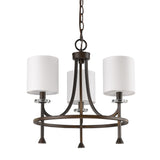 Kara 3-Light Oil-Rubbed Bronze Chandelier With Fabric Shades And Crystal Bobeches