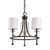 Kara 3-Light Oil-Rubbed Bronze Chandelier With Fabric Shades And Crystal Bobeches