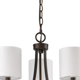 Kara 3-Light Oil-Rubbed Bronze Chandelier With Fabric Shades And Crystal Bobeches