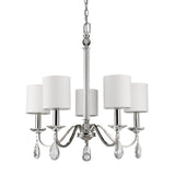 Lily 5-Light Polished Nickel Chandelier With Fabric Shades And Crystal Accents