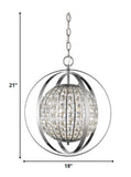 Olivia 1-Light Polished Nickel Crystal Globe Pendant