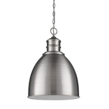 Colby 1-Light Satin Nickel Pendant With Gloss White Interior Shade